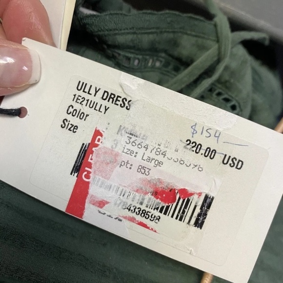 NWT BA&SH Ully Green Striped Textured Midi Dress Sleeveless Sz Lg Made In India - Picture 8 of 16